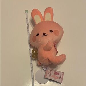 Fukuya Wind Up Doll Mini Plush Peach Bunny Plush Toy Round 1 Exclusive NWT